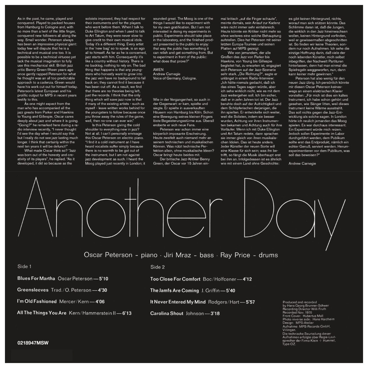 Auditorium Revox Master Tapes Oscar Peterson Another Day 208411 - 4