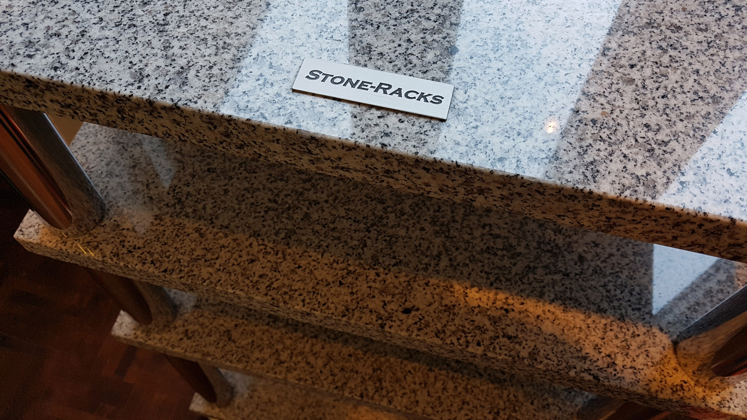 Auditorium Diverse Stone-Rack HiFi-Rack heller Granit/ Chrom Stahl 220621 - 11