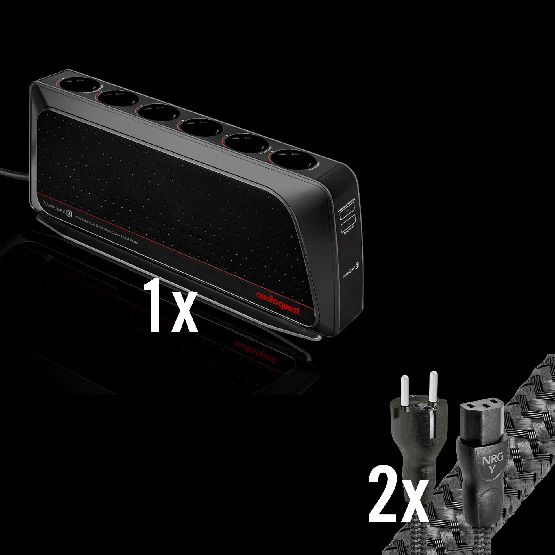Auditorium Audioquest 2x NRG-Y3 1m Kabel + PowerQuest 2 Filterleiste 294310 - 1