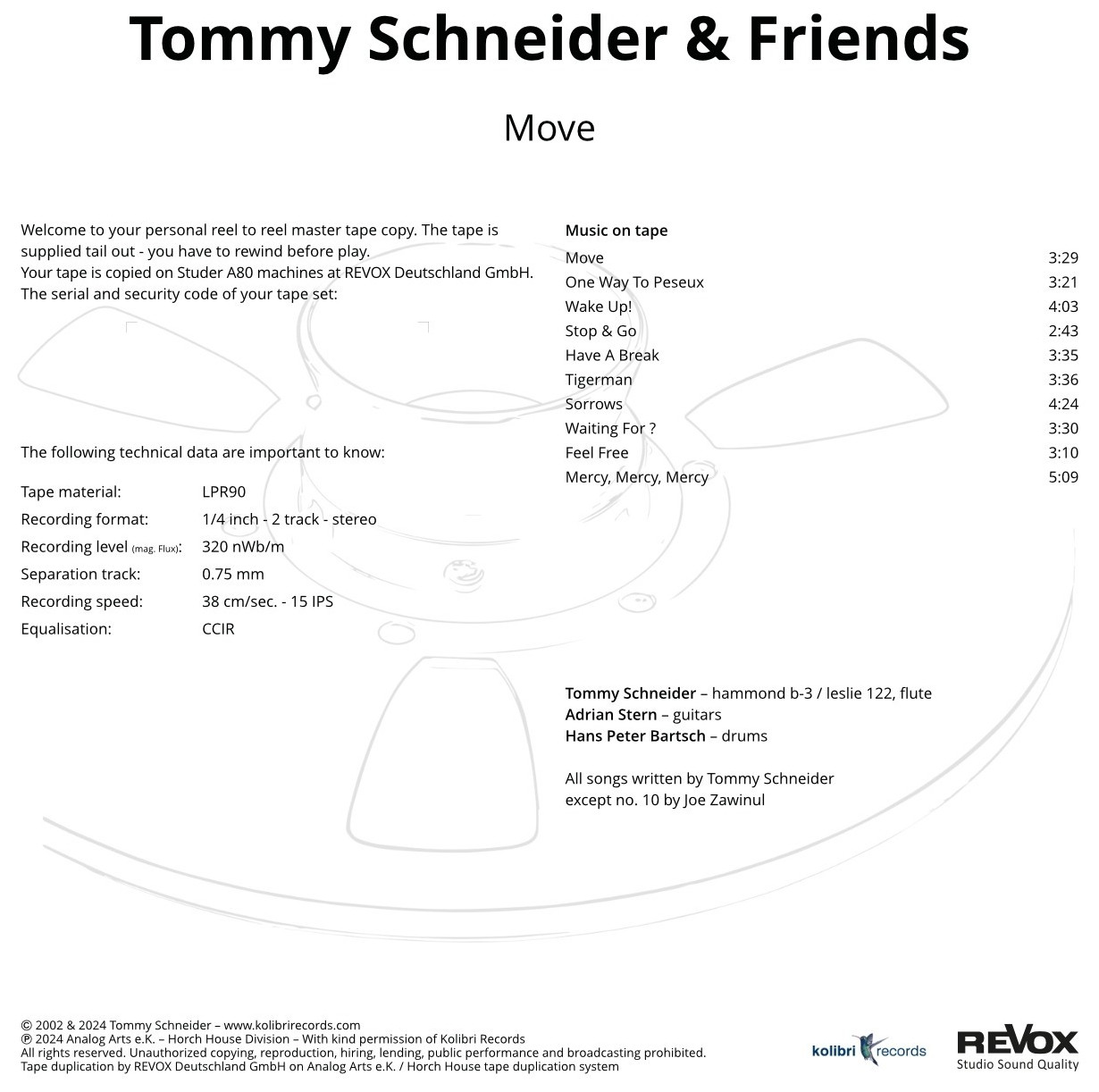 Auditorium Revox Master Tapes Tommy Schneider Move 208421 - 3