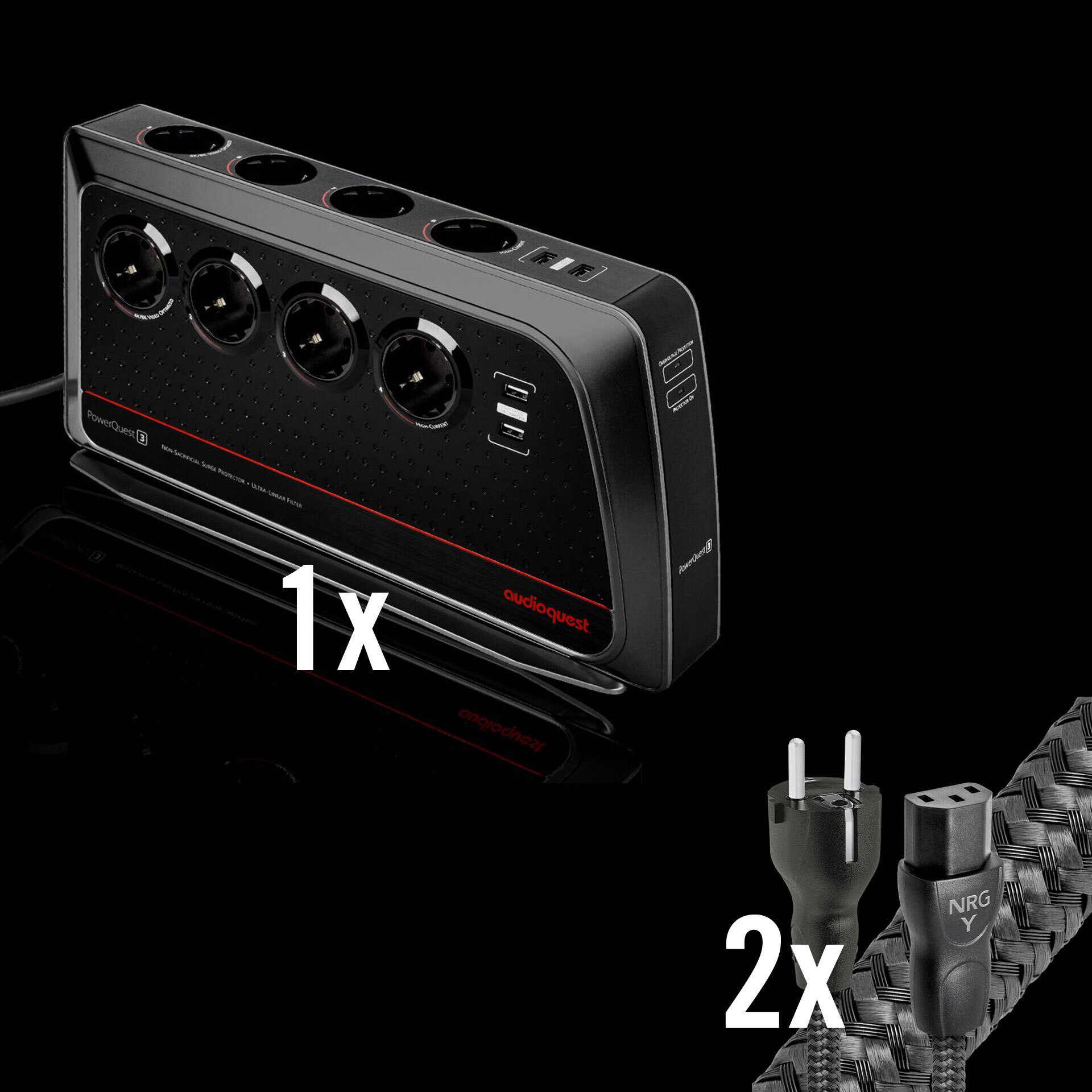 Auditorium Audioquest 2x NRG-Y3 1m Kabel + PowerQuest 3 Filterleiste 294312 - 1