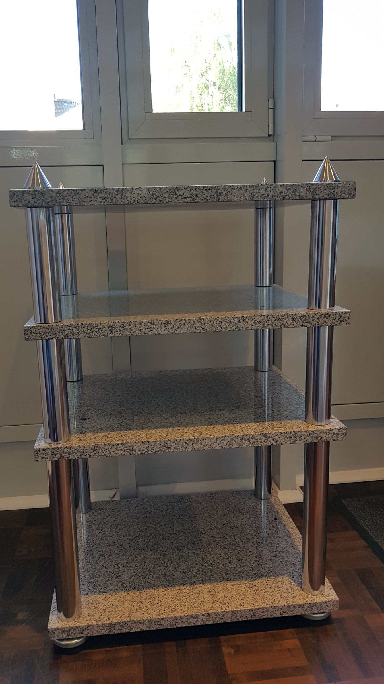 Auditorium Diverse Stone-Rack HiFi-Rack heller Granit/ Chrom Stahl 220621 - 6