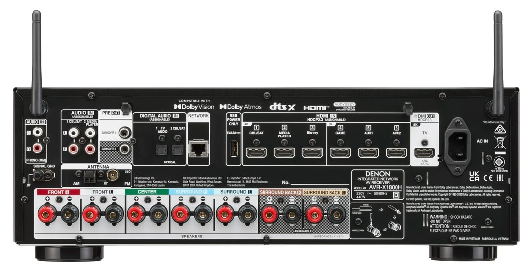 Auditorium Denon AVR-X1800H AV-Receiver 8K schwarz 201575 - 6