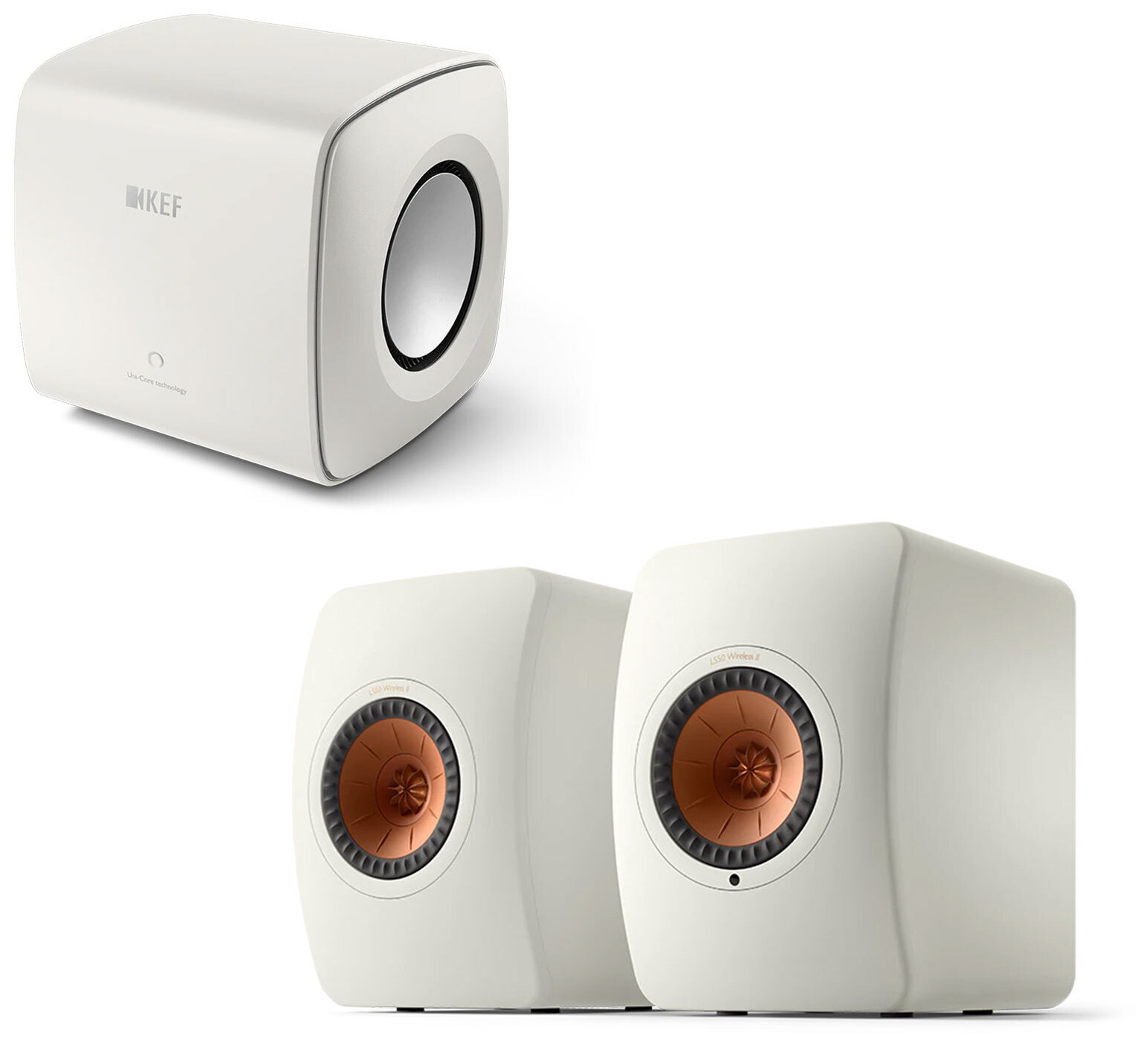 Auditorium KEF LS50 Wireless II & Subwoofer KC62 Weiss 295236 - 1