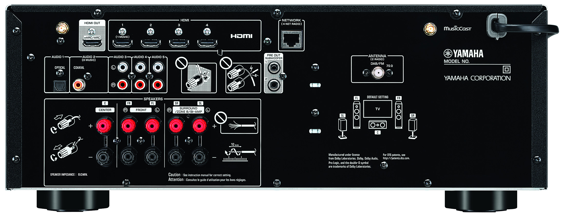 Auditorium Yamaha RX-V 4A AV-Receiver Schwarz 289370 - 2